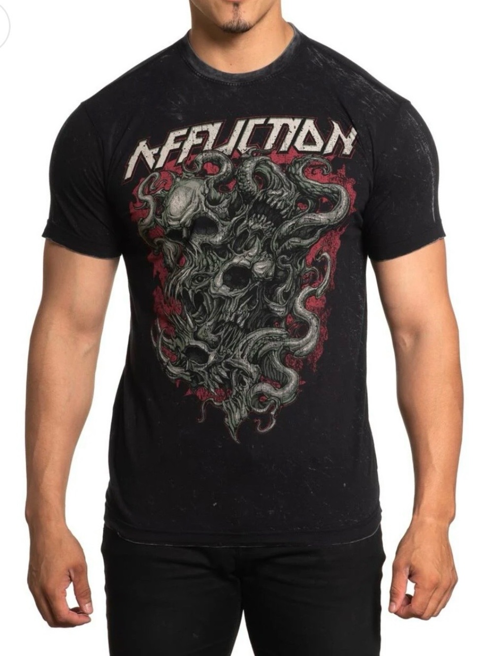 Affliction Black Short-Sleeve Graphic Skull & Snake Tee